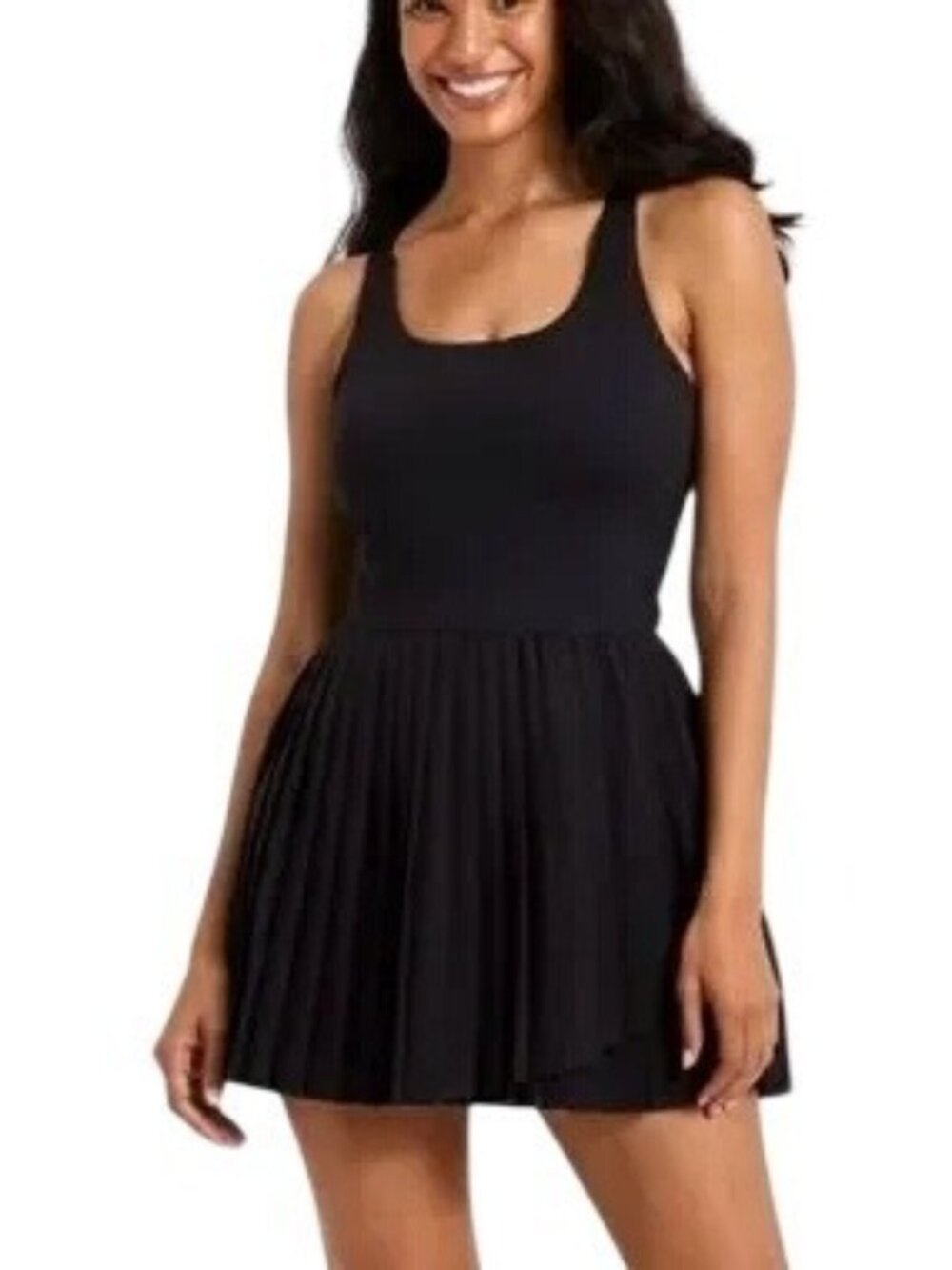 All In Motion Pleated Active Dress S Black With Built-In Shorts UPF 50+ Moisture
